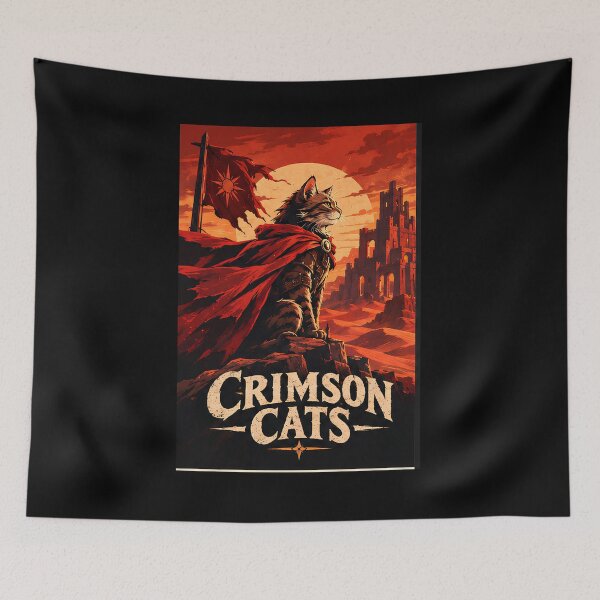 Item preview, Crimson Cats - Cat Warrior Badge Sticker Fantasy Armor Emblem Vinyl Decal Tags: designed and sold by Retro Whiskers.