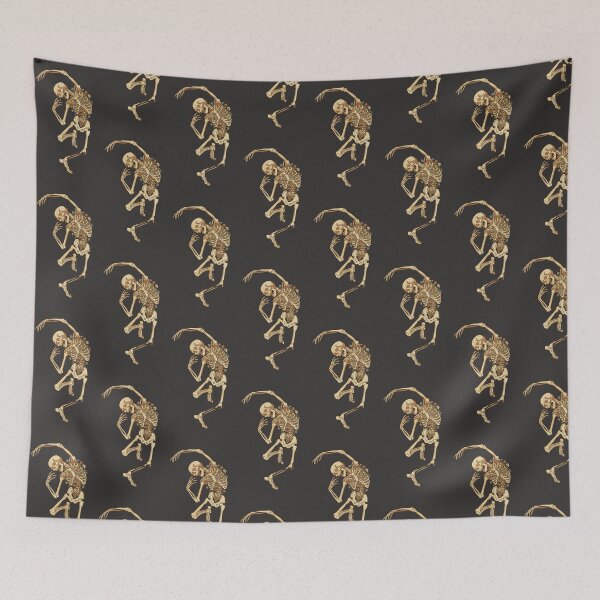 Item preview, Skeleton dancing with vintage cottagecore flowers - Dark Colors Edition designed and sold by Shyla Marsare.