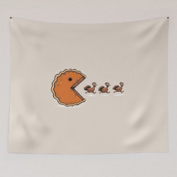 Item preview, Pumpkin Pie Chasing Turkeys Funny Thanksgiving Retro Arcade Graphic designed and sold by DianaVape.