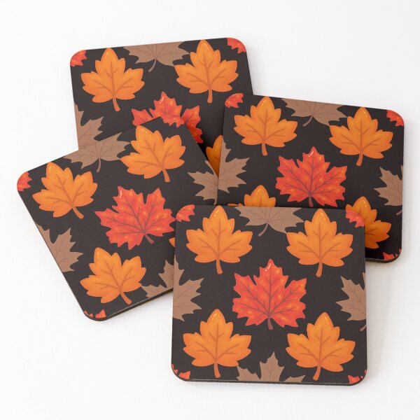 Item preview, Black Background Vintage Autumn Leaves Seamless Pattern Art designed and sold by ​Jyoti Digital Artist.