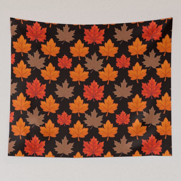 Item preview, Black Background Vintage Autumn Leaves Seamless Pattern Art designed and sold by ​Jyoti Digital Artist.