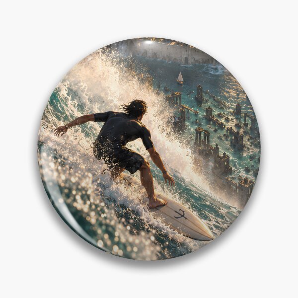 Item preview, Atlantis Surfer: Golden Hour Over the Lost City designed and sold by Extravanganzza.
