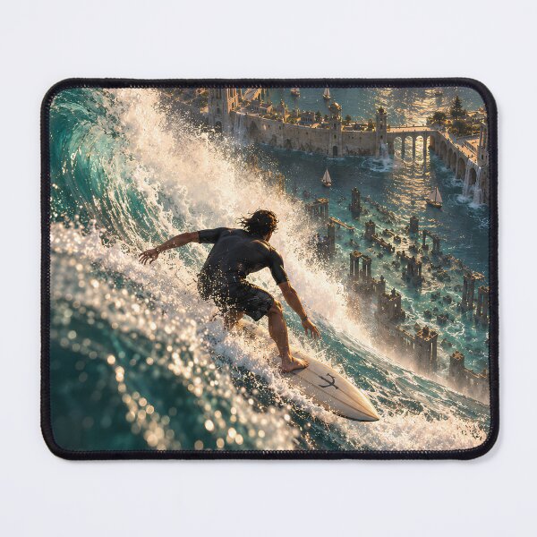 Item preview, Atlantis Surfer: Golden Hour Over the Lost City designed and sold by Extravanganzza.