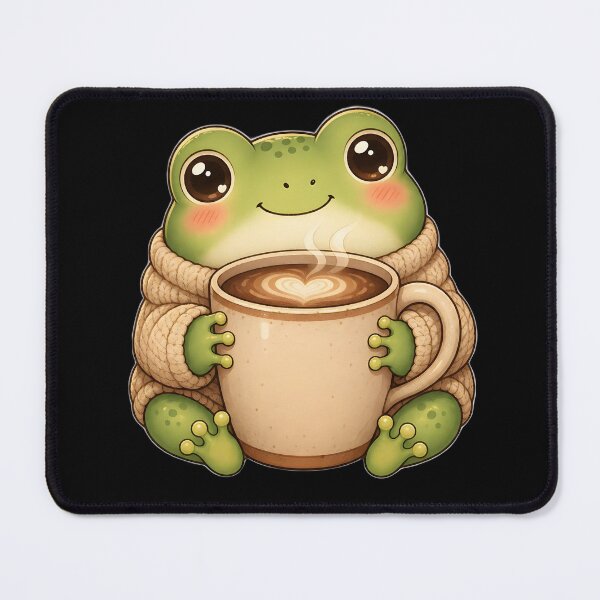 Item preview, Cute Frog Coffee Lover Kawaii Illustration designed and sold by Glitchart66.
