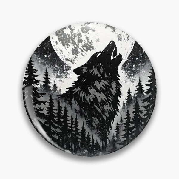 Item preview, Moonlit Howling Wolf Forest Vintage Nature Art designed and sold by Glitchart66.