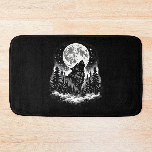 Item preview, Moonlit Howling Wolf Forest Vintage Nature Art designed and sold by Glitchart66.