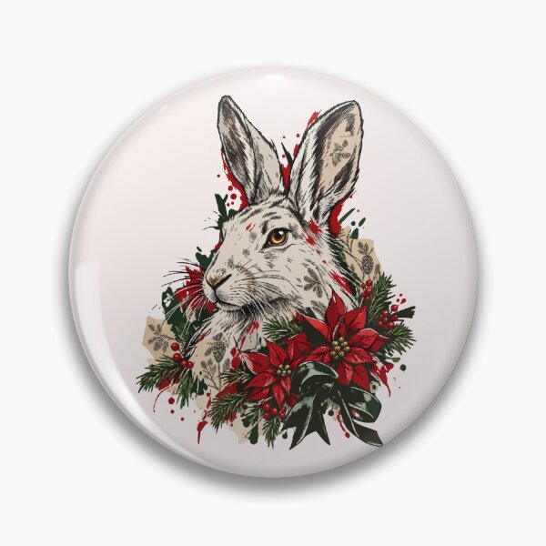 Item preview, White hare celebrates Christmas among poinsettias designed and sold by TaruHonu.