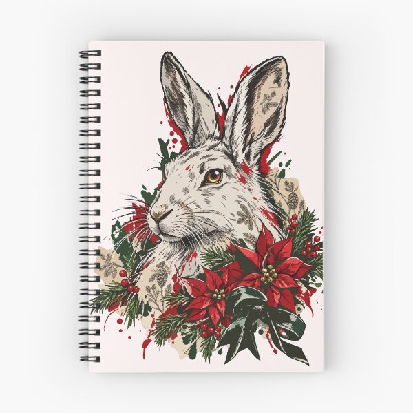 Item preview, White hare celebrates Christmas among poinsettias designed and sold by TaruHonu.