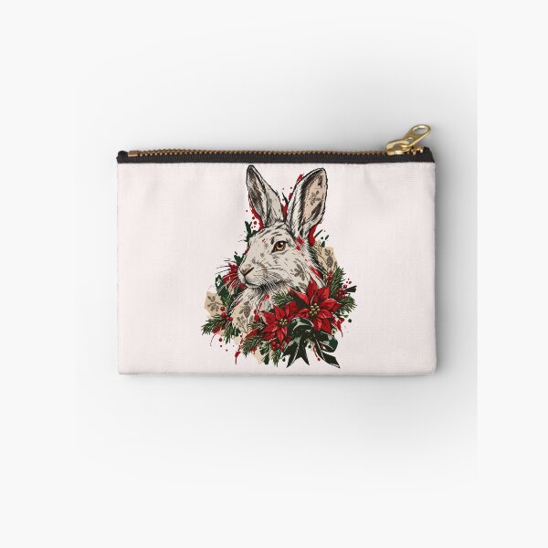 Item preview, White hare celebrates Christmas among poinsettias designed and sold by TaruHonu.