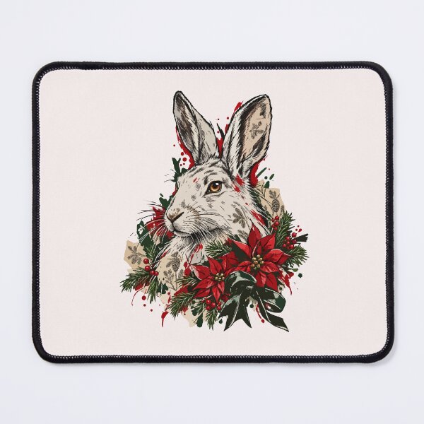 Item preview, White hare celebrates Christmas among poinsettias designed and sold by TaruHonu.
