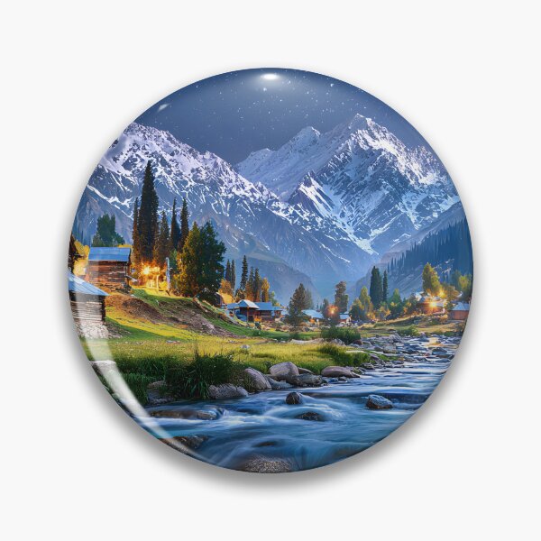Item preview, Serene Mountain Valley with Night Sky and River designed and sold by Artessie.