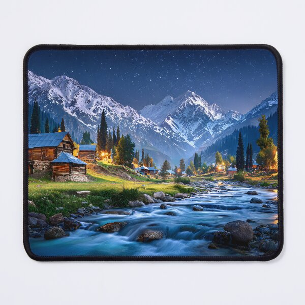 Item preview, Serene Mountain Valley with Night Sky and River designed and sold by Artessie.