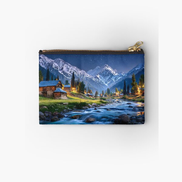 Item preview, Serene Mountain Valley with Night Sky and River designed and sold by Artessie.
