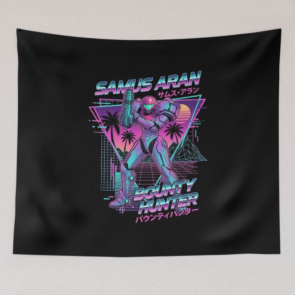 Item preview, Samus Aran Bounty Hunter Synthwave Retro 80s Metroid Outrun designed and sold by RatherCreative.