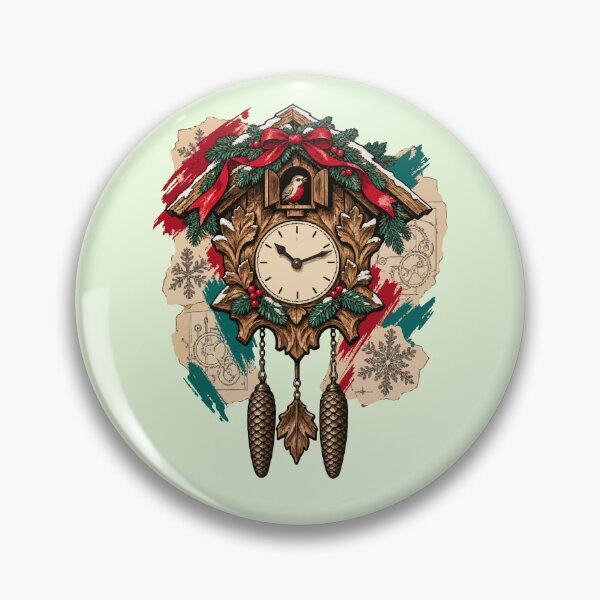 Item preview, Christmas cuckoo clock among ribbons and fir trees designed and sold by TaruHonu.