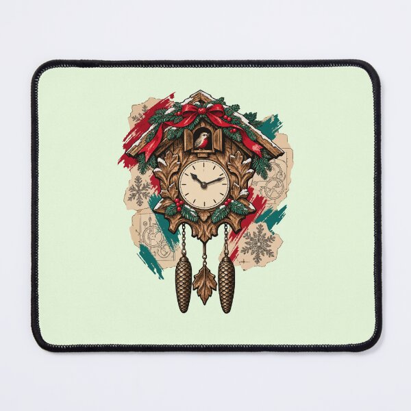 Item preview, Christmas cuckoo clock among ribbons and fir trees designed and sold by TaruHonu.