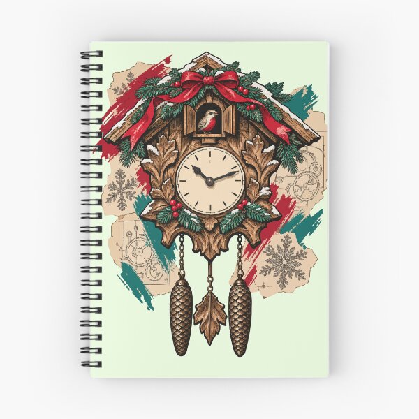 Item preview, Christmas cuckoo clock among ribbons and fir trees designed and sold by TaruHonu.