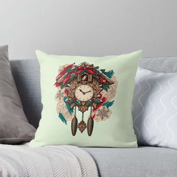 Item preview, Christmas cuckoo clock among ribbons and fir trees designed and sold by TaruHonu.