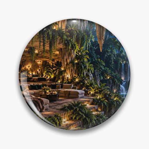 Item preview, Luxury Tropical Cave Retreat – Enchanted Waterfall Jungle Paradise designed and sold by IRON SIREN.