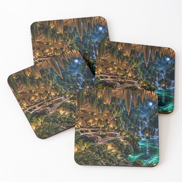 Item preview, Luxury Tropical Cave Retreat – Enchanted Waterfall Jungle Paradise designed and sold by IRON SIREN.