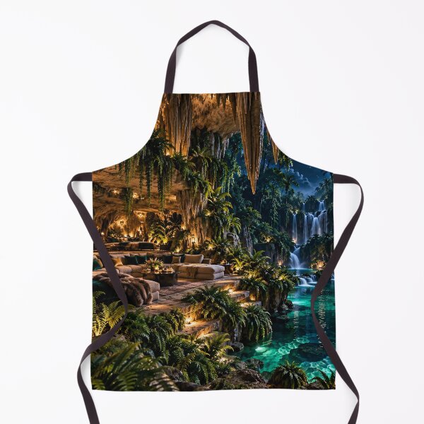 Item preview, Luxury Tropical Cave Retreat – Enchanted Waterfall Jungle Paradise designed and sold by IRON SIREN.