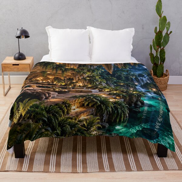 Item preview, Luxury Tropical Cave Retreat – Enchanted Waterfall Jungle Paradise designed and sold by IRON SIREN.