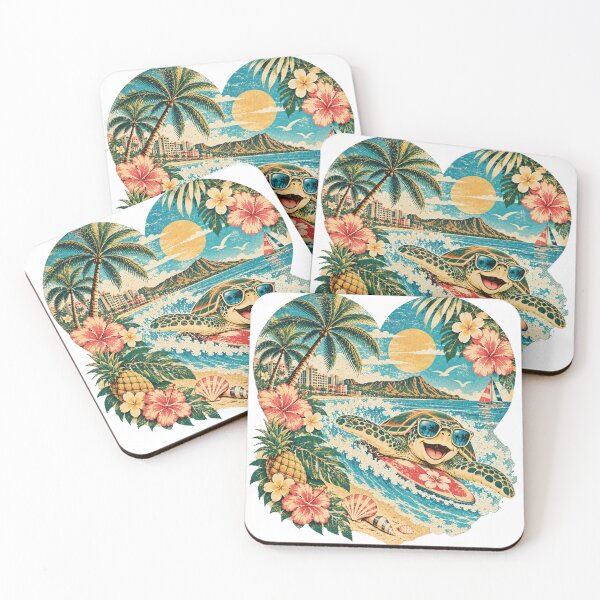 Item preview, Vintage Surfing Sea Turtle – Hawaii Good Vibes designed and sold by Plus91BIRD.