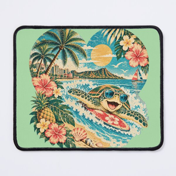Item preview, Vintage Surfing Sea Turtle – Hawaii Good Vibes designed and sold by Plus91BIRD.