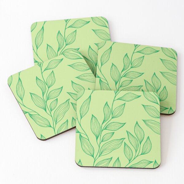 Item preview, Delicate Line Art Botanical Leaf Pattern - Bright on Light Green designed and sold by Frohyou.