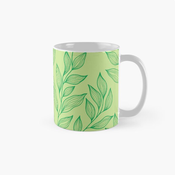 Item preview, Delicate Line Art Botanical Leaf Pattern - Dark on Light Green designed and sold by Frohyou.