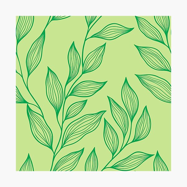 Item preview, Delicate Line Art Botanical Leaf Pattern - Dark on Light Green designed and sold by Frohyou.