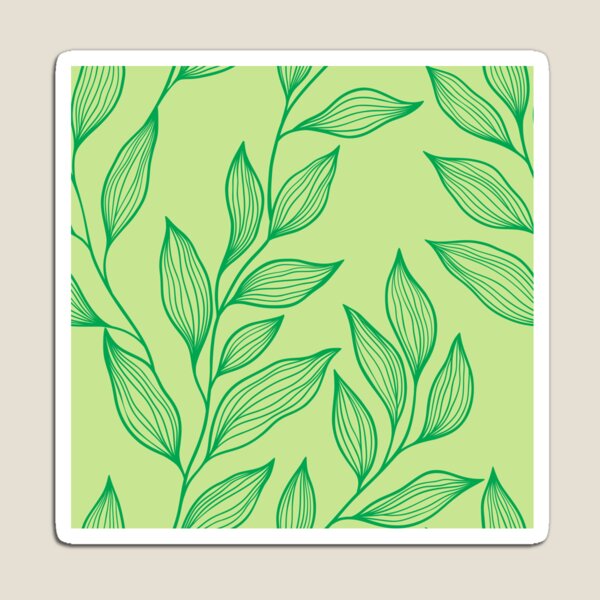 Item preview, Delicate Line Art Botanical Leaf Pattern - Dark on Light Green designed and sold by Frohyou.