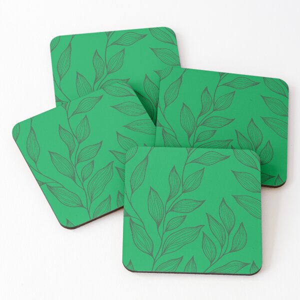 Item preview, Delicate Line Art Botanical Leaf Pattern - Dark on Bright Green designed and sold by Frohyou.