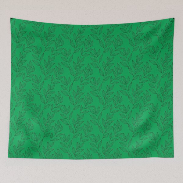 Item preview, Delicate Line Art Botanical Leaf Pattern - Dark on Bright Green designed and sold by Frohyou.