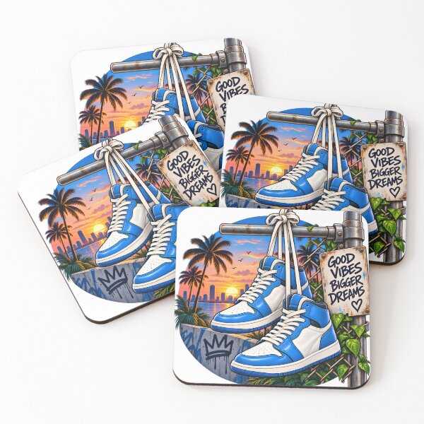 Item preview, Good Vibes Bigger Dreams – Blue Street Style Sneakers designed and sold by TinyWeird.