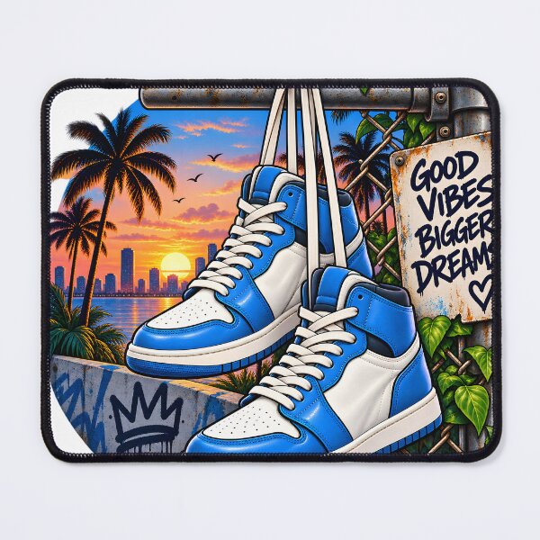 Item preview, Good Vibes Bigger Dreams – Blue Street Style Sneakers designed and sold by TinyWeird.