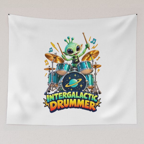Item preview, Intergalactic Drummer Alien Space Rock Design designed and sold by AleksKos.