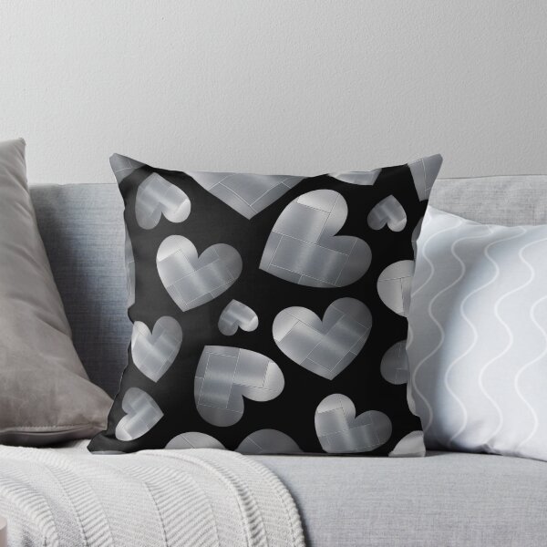 Item preview, An abundance of silver hearts on black designed and sold by Yamy Morrell Art and Design.