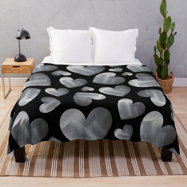 Item preview, An abundance of silver hearts on black designed and sold by Yamy Morrell Art and Design.