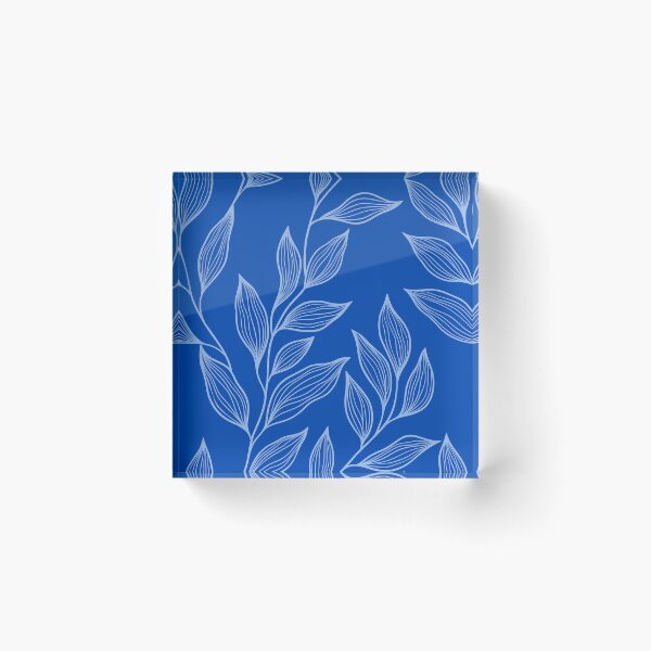 Item preview, Delicate Line Art Botanical Leaf Pattern - Light on Bright Blue designed and sold by Frohyou.