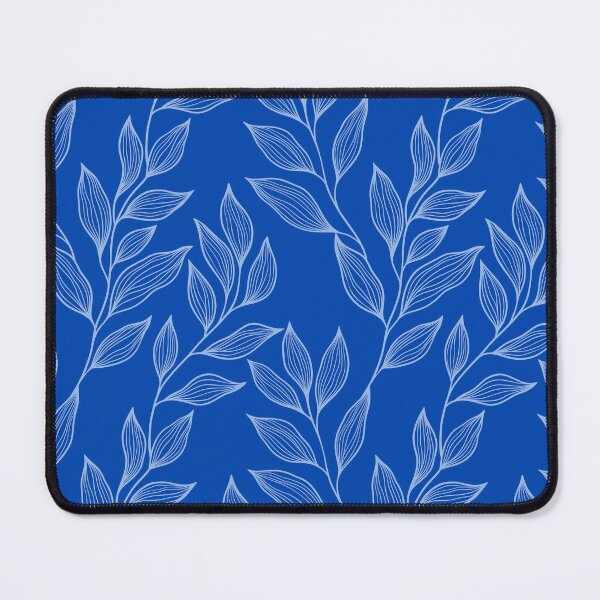 Item preview, Delicate Line Art Botanical Leaf Pattern - Light on Bright Blue designed and sold by Frohyou.