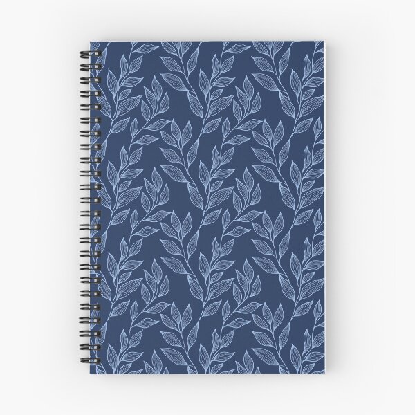 Item preview, Delicate Line Art Botanical Leaf Pattern - Light on Dark Blue designed and sold by Frohyou.