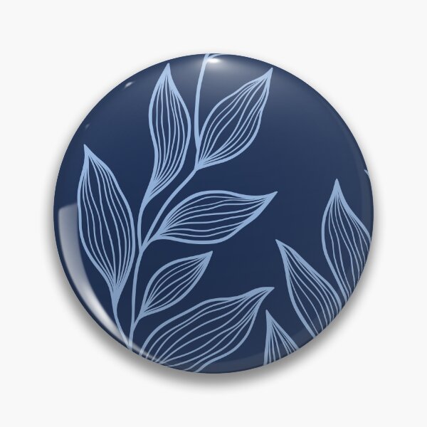Item preview, Delicate Line Art Botanical Leaf Pattern - Light on Dark Blue designed and sold by Frohyou.