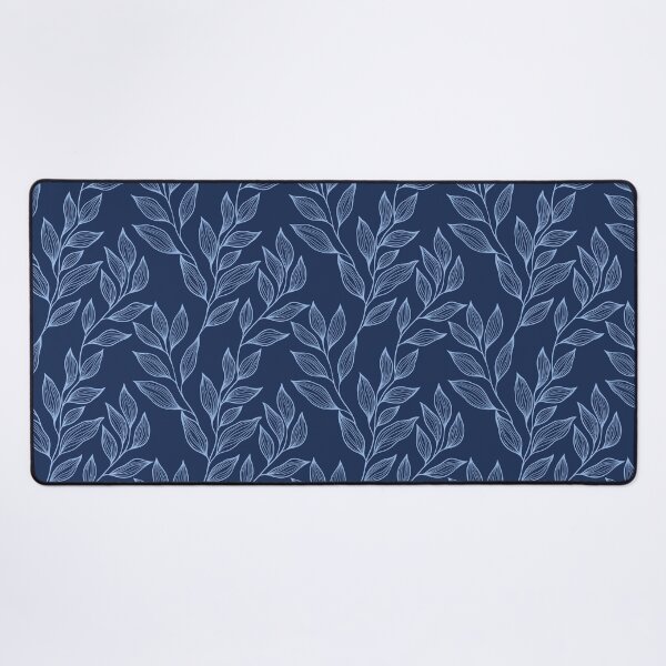Item preview, Delicate Line Art Botanical Leaf Pattern - Light on Dark Blue designed and sold by Frohyou.
