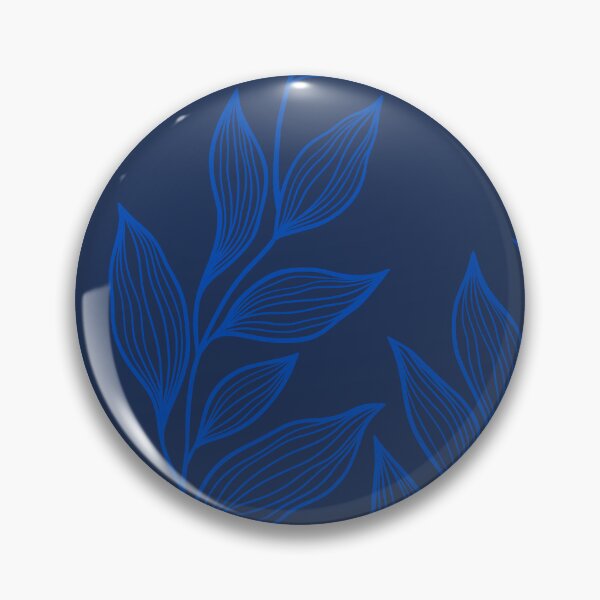 Item preview, Delicate Line Art Botanical Leaf Pattern - Bright on Dark Blue designed and sold by Frohyou.