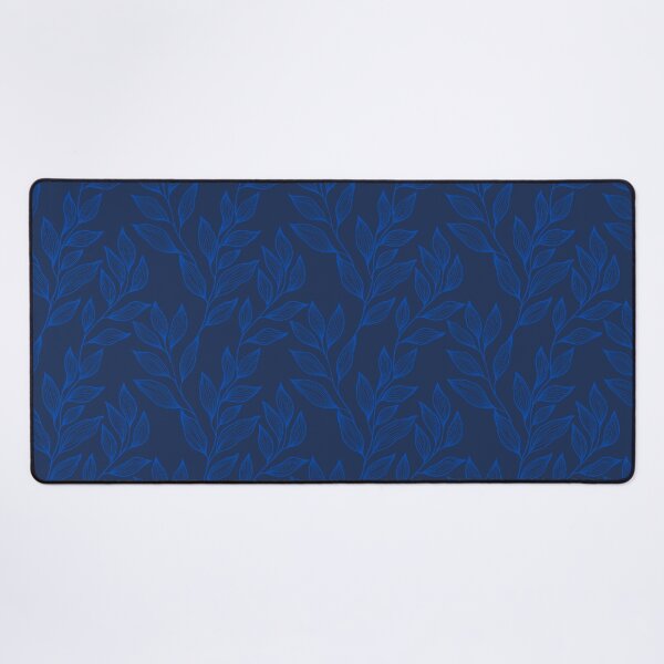Item preview, Delicate Line Art Botanical Leaf Pattern - Bright on Dark Blue designed and sold by Frohyou.