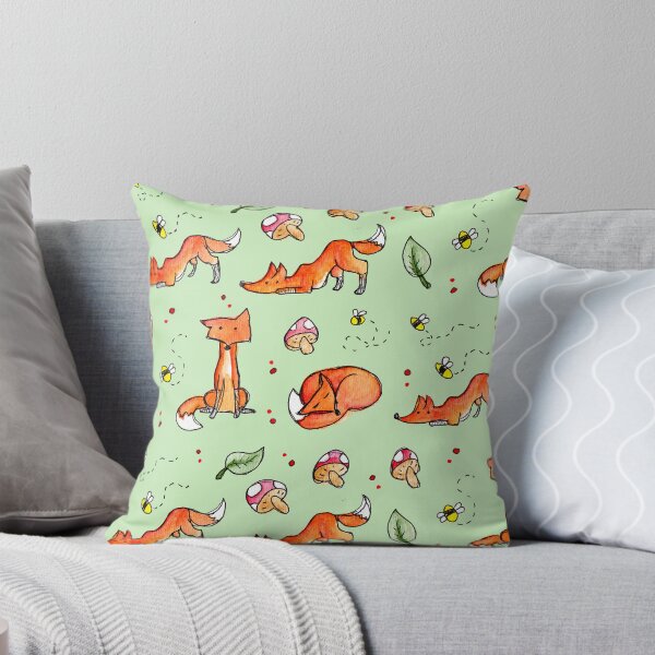 Item preview, Foxes Mushrooms and Bees Pattern Green designed and sold by Lea Morris.