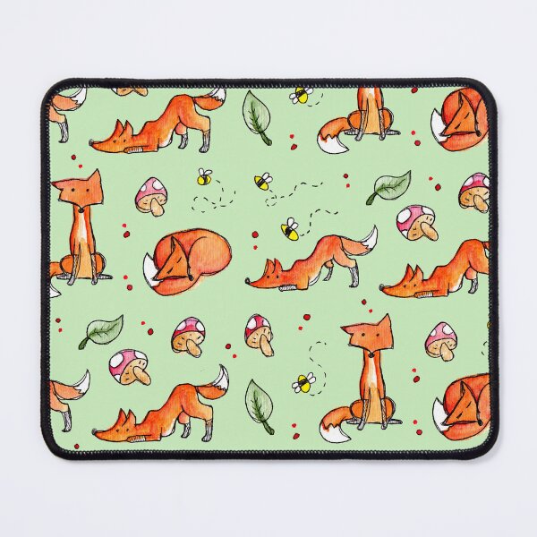 Item preview, Foxes Mushrooms and Bees Pattern Green designed and sold by Lea Morris.