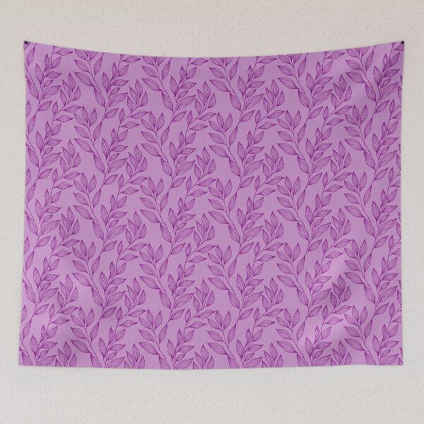Item preview, Delicate Line Art Botanical Leaf Pattern - Bright on Light Purple designed and sold by Frohyou.