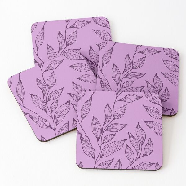 Item preview, Delicate Line Art Botanical Leaf Pattern - Dark on Light Purple designed and sold by Frohyou.